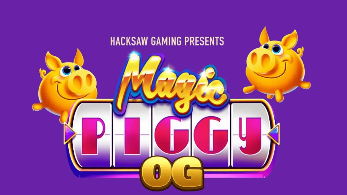 Tampilan visual slot Magic Piggy OG dengan latar studio game show yang ceria